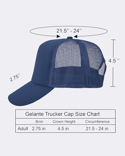 Gelante Polyester Foam Front, Mesh Back 5 Panel Sublimation Trucker Baseball Cap Snapback Hat - color: Navy Blue