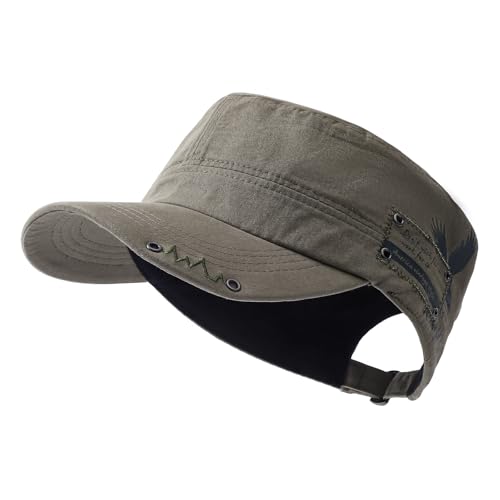 Men's Cotton Cadet Army Cap Adjustable Military Flat Top Baseball Caps Fashion Short Brim Hats Hip Hop Umpire Hat