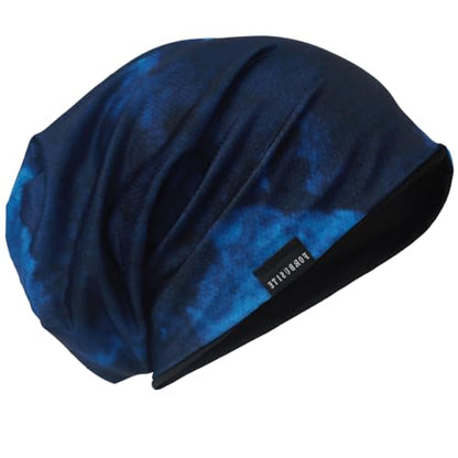 Mens Slouch Hollow Beanie Summer Skullcap B090 - color: Reversible Blue