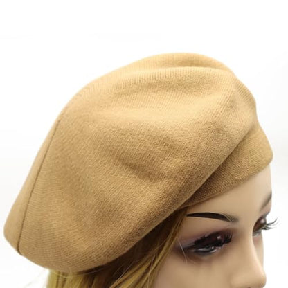 Wheebo Reversible Solid Color French Beret Hat for Women and Girls - color: Camel