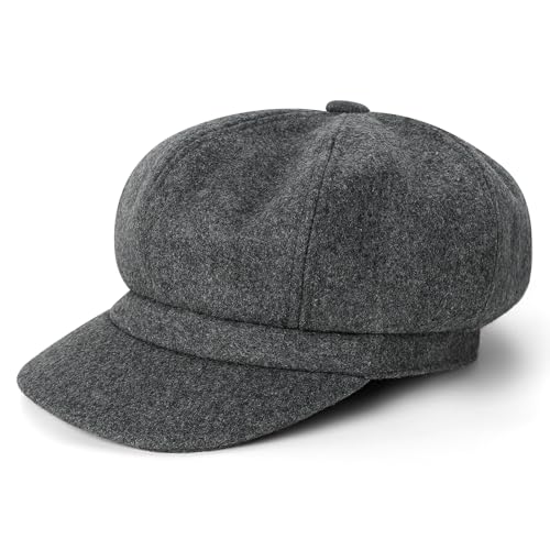 Newsboy Cabbie Baker boy hat Beret Cap for Women Pageboy Visor Paperboy Hat Sailor Fiddler Hat Adjustable - color: Gray