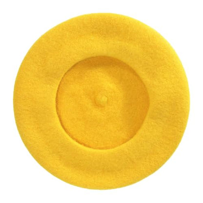 ZLYC Wool French Beret Hat Solid Color Classic Artist Cap for Women - color: Gold