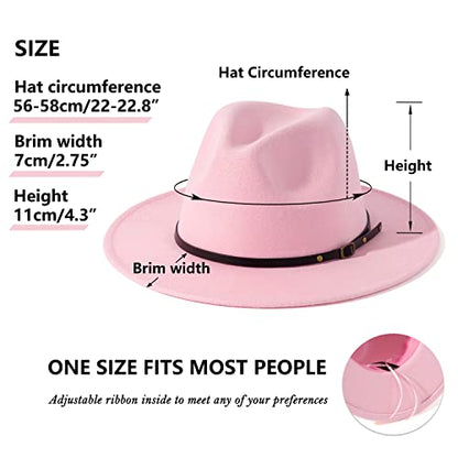 Lisianthus Women Belt Buckle Fedora Hat - color: Pink
