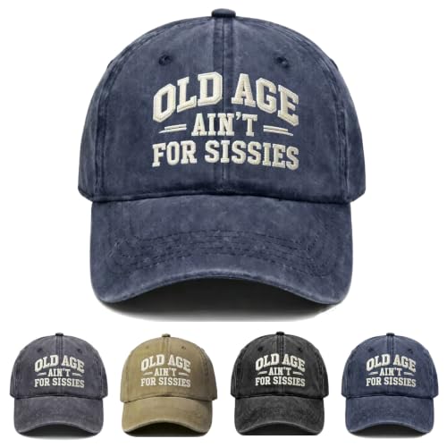 Old & Don't Care Hat, Vintage Distressed Old & Don’t Care Cap, Adjustable Funny Baseball Cap - color: Old Sisses Navy