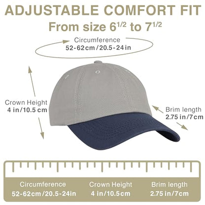 E BY ELIDAN Two Tone Dad Hat, Low Profile Baseball Cap - color: Grey Navy
