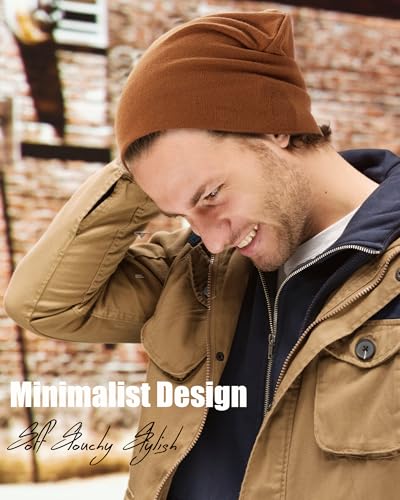 Thin 100% Cotton Fine-Knit Beanie Hat Slouchy Soft Chemo Skull Cap - color: 1-brown1