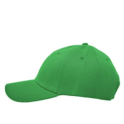 Glory Max Plain Baseball Cap Hook & Loop Strap Adjustable Solid Blank Curved Visor Hat - color: Kelly Green