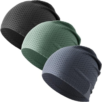 WTACTFUL 3-Pack Breathable Cooling Skull Cap for Men & Women Summer - color: # Black+blue+green