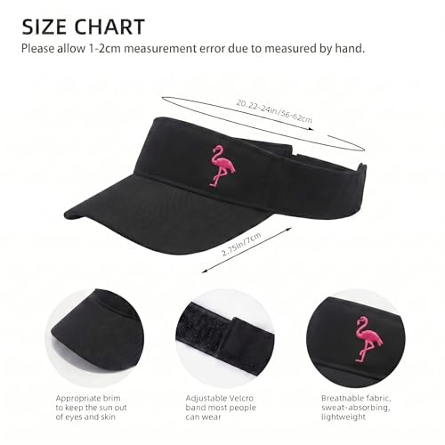 Embroidered Adjustable Sun Visor for Women Men Outdoor Golf Tennis - color: Flamingo/Black