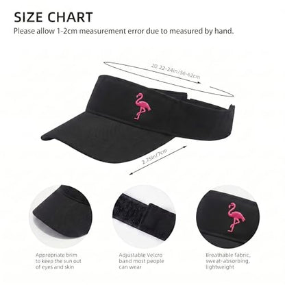 Embroidered Adjustable Sun Visor for Women Men Outdoor Golf Tennis - color: Flamingo/Black