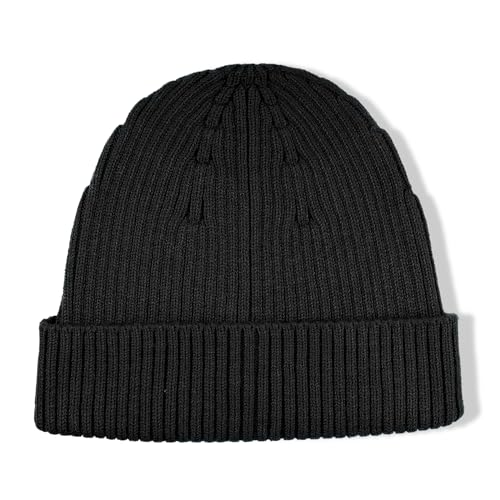 Clakllie Swag Beanie for Men Cuffed Thick Knitted Hat Warm Winter Hats Plain Stocking Skullcap Stretchy Fisherman Beanies Hat - color: Cdus-kh43-black