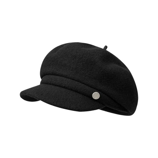 Wool Newsboy Hats for Women Classic Vintage Winter Warm Beret Hats 8 Panel Soft Retro Baker Boy Pageboy Cabbie Cap - color: Black