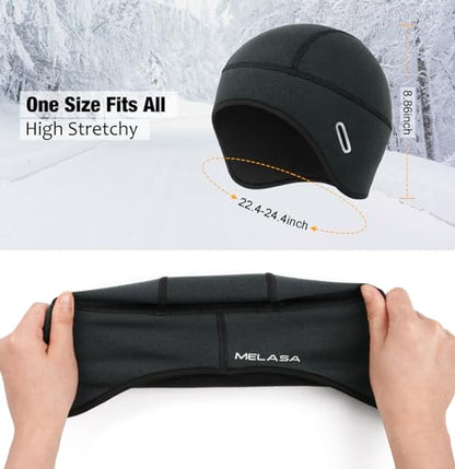 MELASA Winter Helmet Liner Skull Cap with Glasses Slots - color: Emerald Green