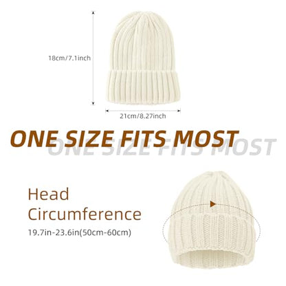 ZOORON 1&2 Winter Beanie for Women Soft Warm Slouchy Knit Hat Ski Stocking Cuffed Cap - color: Beige