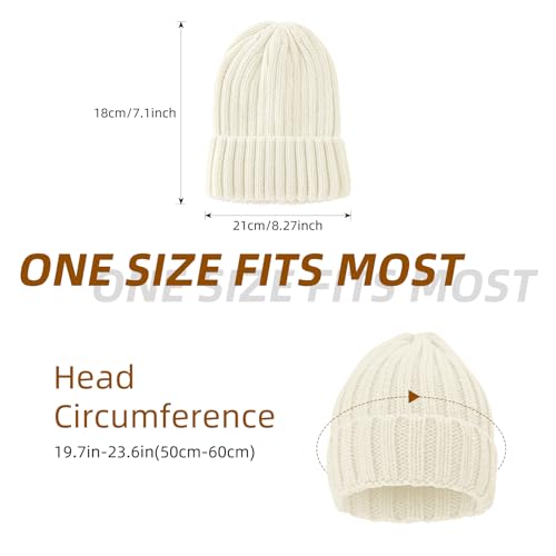 ZOORON 1&2 Winter Beanie for Women Soft Warm Slouchy Knit Hat Ski Stocking Cuffed Cap - color: Beige