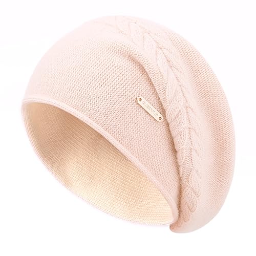 Knit Slouchy Beanie Hats for Women Cashmere Ski Cap Knitted Wool Soft Warm Winter Hat - color: B01-beige