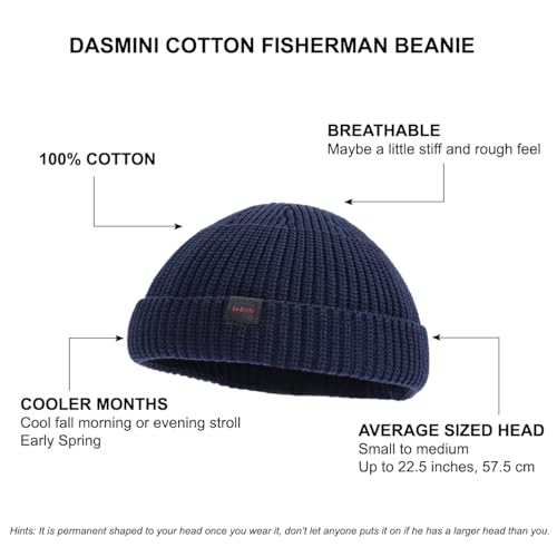 Fisherman Beanie Hats for Men Women,Knit Trawler Skull Cap,Watch Cap,Spring Fall Winter Warm Short Hats - color: (Cotton)-after Midnight-m