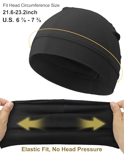3-Pack 100% Cotton Skull Cap for Men Women Helmet Liner Caps - color: 3pcs-black,white,army Green