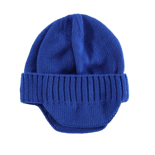 Home Prefer Mens Winter Hat Knit Earflap Hat Stocking Caps with Ears Beanie Hat - color: Royal Blue