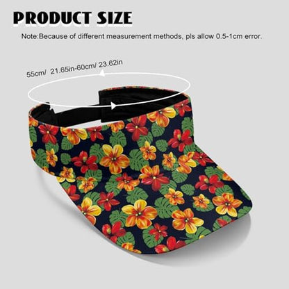 Cool Styles Sun Visor Hats 21.65~23.62 inches Adjustable Open-Top caps Quick-Dry Visor Cap - color: Large Tropical Flowers