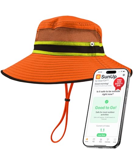 GearTOP Safari Hat for Men Sun Hats for Women UV Protection UPF 50+ Fishing, Gardening, Hiking Hat (22-23 1/2") - color: Orange Standard 1 Pack