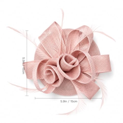 Flower Fascinator Hat Headband Clip for Women Tea Party - color: Pink-02