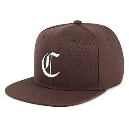 JPAK Old English Letter C Hip-Hop Snapback Hat Embroidered Baseball Cap English Alphabet - color: 10. Brown