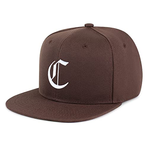 JPAK Old English Letter C Hip-Hop Snapback Hat Embroidered Baseball Cap English Alphabet - color: 10. Brown