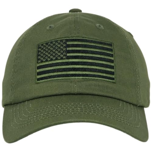 E BY ELIDAN USA Hat, Embroidered American Flag Baseball Cap for Men Women - color: Tonal Olive
