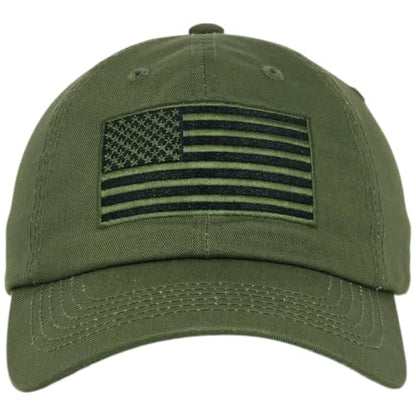 E BY ELIDAN USA Hat, Embroidered American Flag Baseball Cap for Men Women - color: Tonal Olive