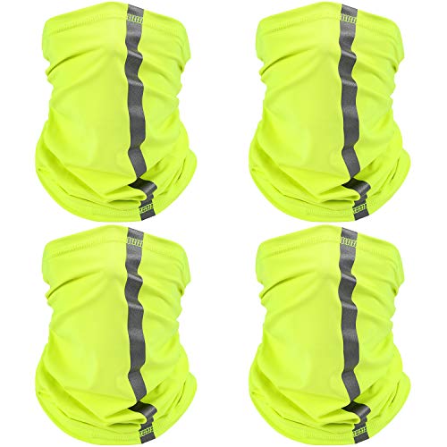 SATINIOR 4 Pcs Neck Gaiter Face Mask for Men, High Vis - color: Yellow