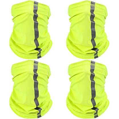 SATINIOR 4 Pcs Neck Gaiter Face Mask for Men, High Vis - color: Yellow