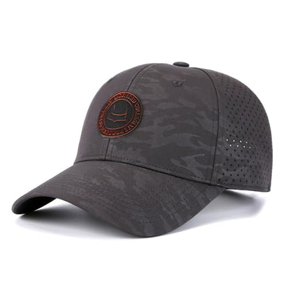 Men's Quick Dry Baseball Cap Original Camouflage Laser Perforated Breathable Golf Ball Caps Curved Brim Structured Hats - color: Light Grey