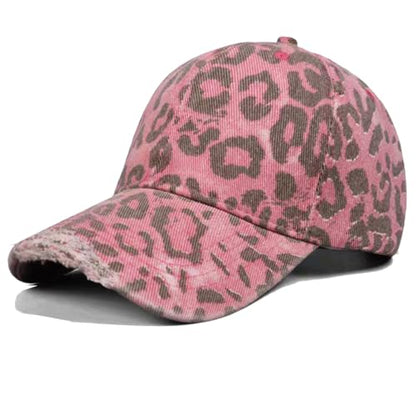 Baseball Hats for Women Men Adjustable Leopard Print Dad Trucker Hat Cotton Sun Protection Caps Sports Golf Medium - color: Pink-scratch Brim