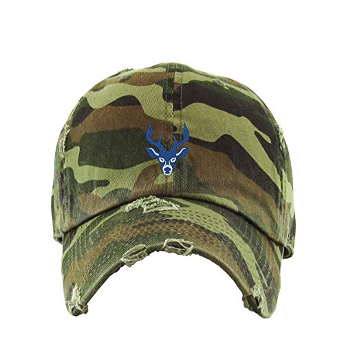 Blue Buck Deer Vintage Baseball Cap Embroidered Cotton Adjustable Distressed Dad Hat - color: Camo