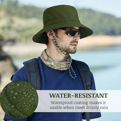 Unisex Waterproof Foldable Bucket Hat Packable Sun Cap for Hiking - color: Army Green