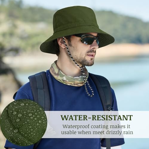 Unisex Waterproof Foldable Bucket Hat Packable Sun Cap for Hiking - color: Army Green