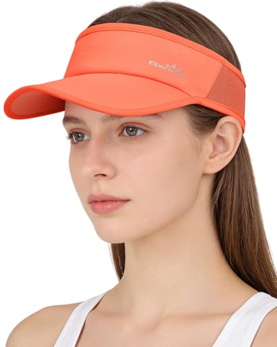 GXCROR Sports Sun Visor Hat Men Women, Lightweight Breathable Quick-Dry Visor Hat, UPF 50+ Tennis Golf Running Visor - color: Orange