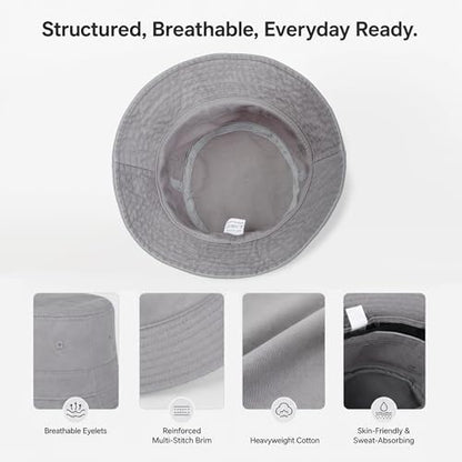 Cotton Bucket Hat Packable Beach Sun Hat for Women Men - color: Navy+lightgrey