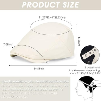 2Pcs Men's Newsboy Cap Cotton Flat Ivy Gatsby Driving Hat - color: 2b2-coffee+beige