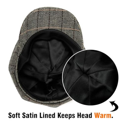 Comhats Women's Wool Winter Warm Newsboy Hats, Fashion Pageboy Beret Cap - color: 99952_camel(satin Lined)v, size: Medium