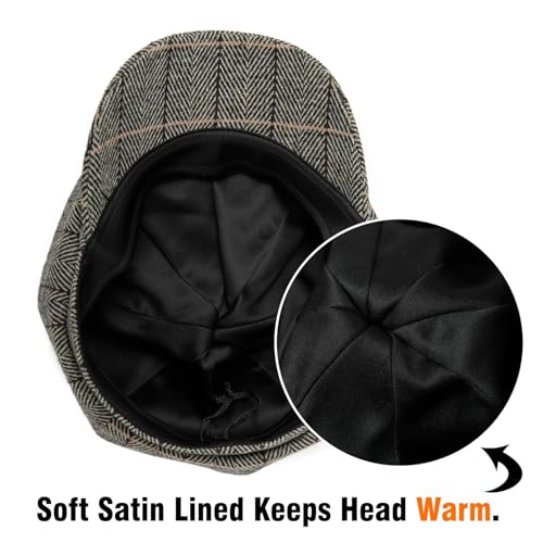 Comhats Women's Wool Winter Warm Newsboy Hats, Fashion Pageboy Beret Cap - color: 99952_army Green(satin Lined)v, size: Large