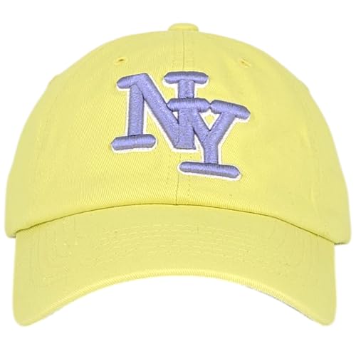 NY 3D Embroidered Dad Hat - New York Baseball Cap - color: Light Yellow Lavender
