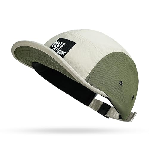 CLAPE Short Brim Hats for Men, Quick Dry 5 Panel Hat Lightweight Breathable Summer Short Brim Cap for Outdoor Activities - color: Bs265p08-beigegreen