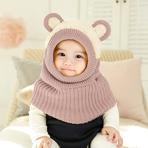 Baby Winter Hat Scarf Set, Unisex Infant Toddler Kids Hat Scarf - color: Pink-f, size: 1-3T
