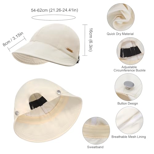 YAMEIZE Trendy Wide Brim Sun Hat - for Women Men Foldable Sun Hat Adjustable Quick Dry Beach Travel Sun Protection Outdoor - color: Beige