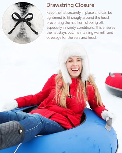 Peicees Winter Fur Hat for Women, Ladies Russian Ushanka Furry Trapper Hat with Warmer Ear Flaps and Glitter Silver Design - color: Beige