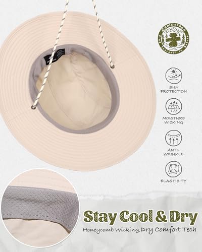 Camptrace Sun Hats for Women Men UV Protection Hiking Fishing Cap - color: Beige