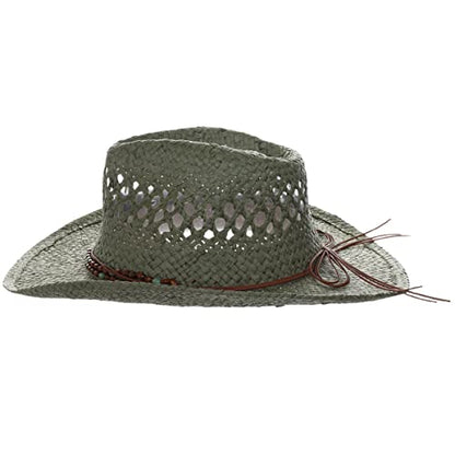 Panama Jack Drifter Sun Hat - Toyo Straw, 3 1/4" Shapeable Brim - color: Olive