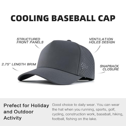 BOTVELA Men Adjustable Snapback Laser Cut Mesh Baseball Cap - color: Dark Grey
